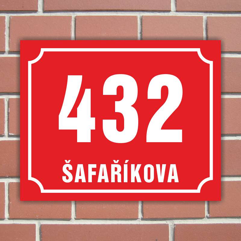 Domovní číslo s textem
